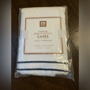 Pottery Barn Teen Parker Embroidered‎ Blue Bedroom Pillow Cases